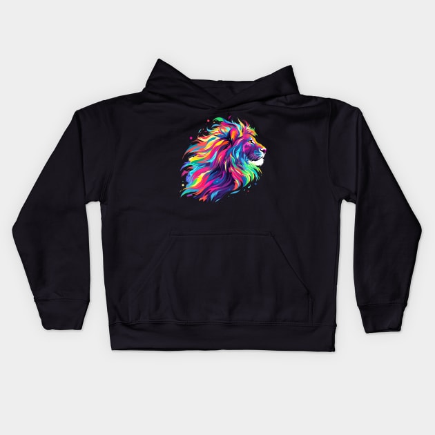 colorful lion Kids Hoodie by dorapeterx